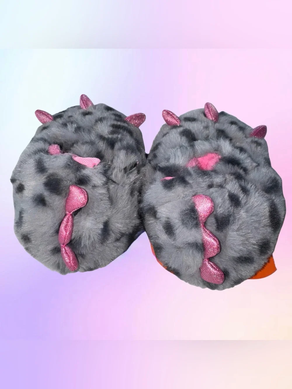 Wonder Nation Baby/Toddler Slippers Pink Gray Monster Claw Furry Shoes Sz 4,5,6